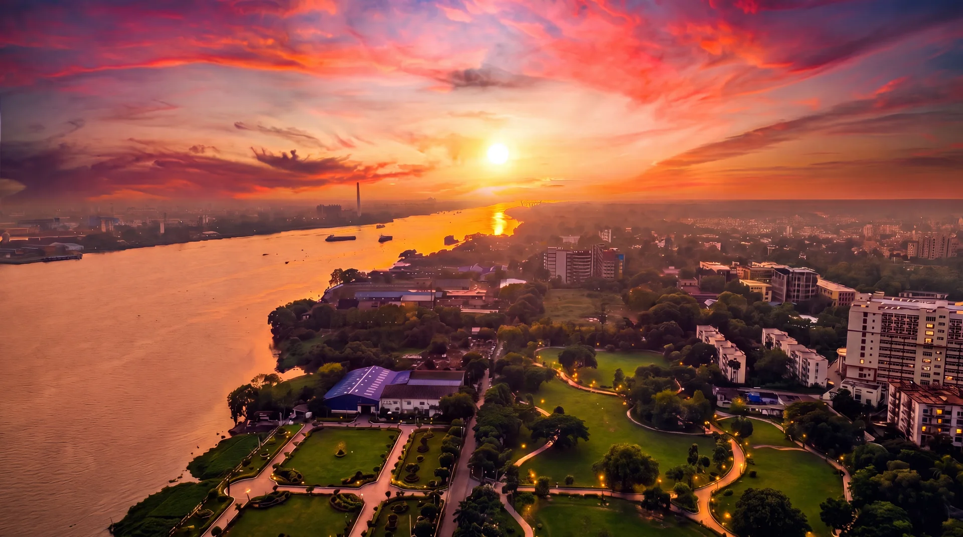 Sunset over the Hooghly at Shalimar — the district at golden hour